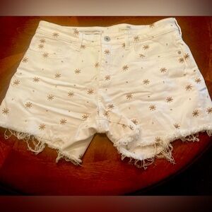 Pilcro White Floral Denim Shorts